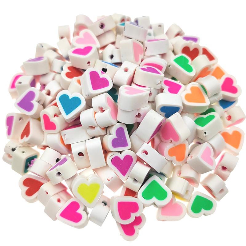 Бусины-разделители «сделай сам» для изготовления ювелирных изделий в форме сердца, кулон 10 мм, мягкий керамический браслет, ожерелье, бусины