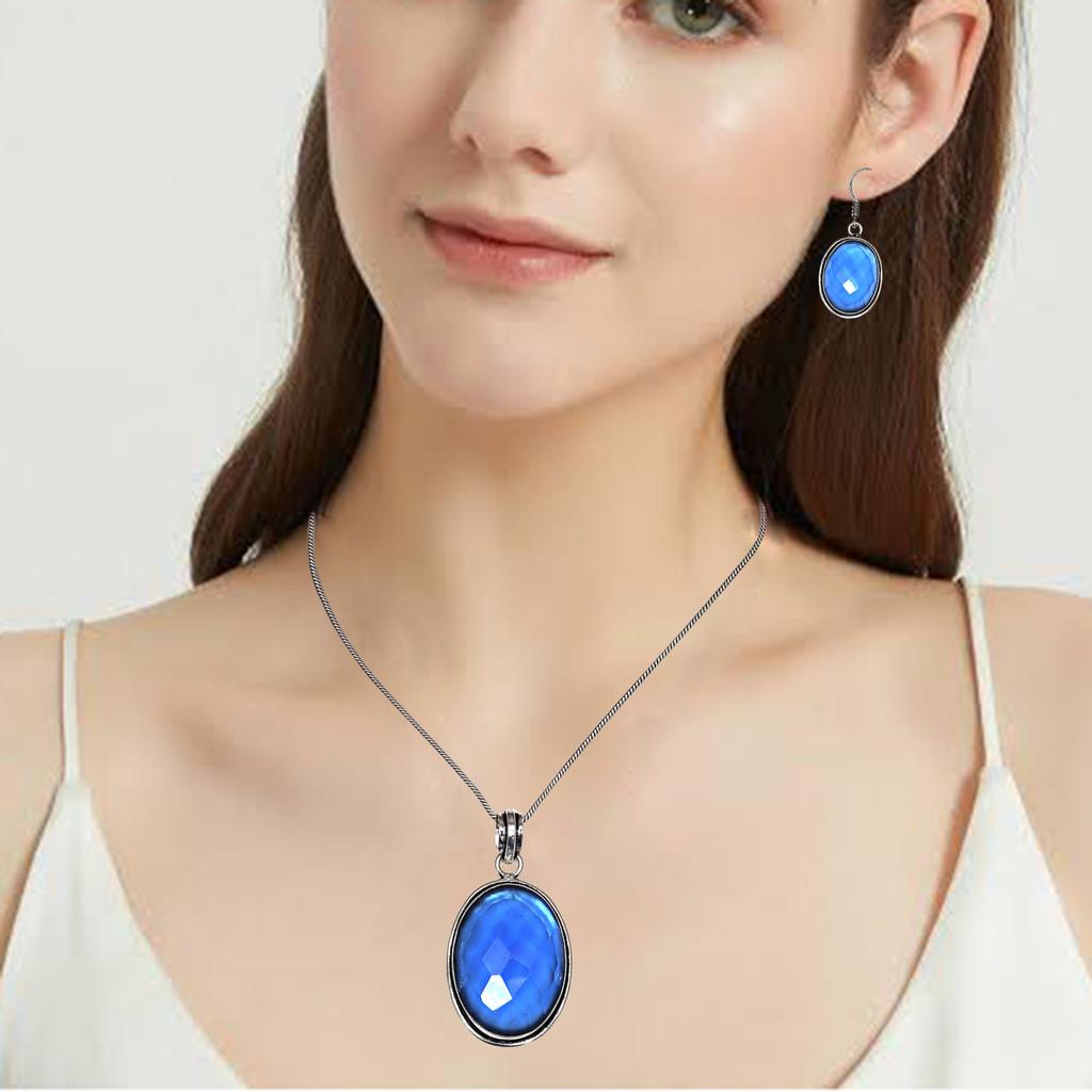 Комплект ювелирных изделий из танзанита, кварцевый драгоценный камень, подвеска, ожерелье 18-20 дюймов