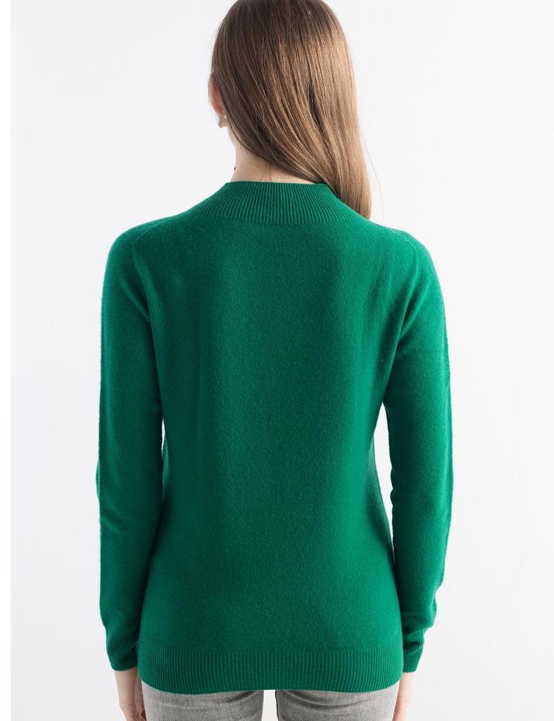 Women's Slimming Wool Long-Sleeve Half-High Neck Top - Solid Color, Versatile Basic