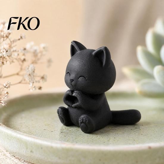 3D Print Lovely Cat Display Figurine Printed Figurine, Artistic Desktop Decoration, Heart Hand Gesture Cartoon Smiling Shelf Decor Decor, Tabletop
