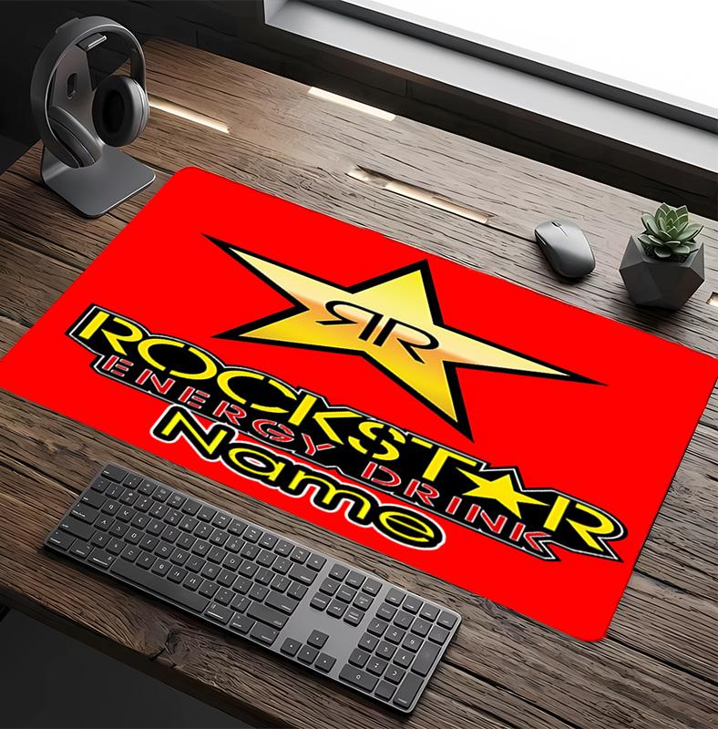 Customizable Name Rockstar Energy Logo Pattern Gaming Mouse Pad-Non Slip Rubber Base,Perfect Gamers,Esports,Ideal Gift Gaming Enthusiasts
