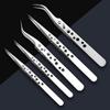 Nine-Hole Hardened Stainless Steel Pointed Tweezers for Precision Nail Art and Beauty Repair