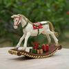 Yousheng Hand-painted Rocking Horse Statue Vintage Wooden Horse Figurine Resin Pony Sculpture Home Office Desktop Decoration Ornament