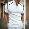 Мужские футболки с коротким рукавом для гольфа, повседневная легкая рубашка, стильная рубашка с воротником-поло на молнии до середины груди