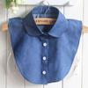 Fake Collar Women'S Shirt, Fashion Denim Crew Neck Fake Collar Shirt Collar Decorative Collar Women