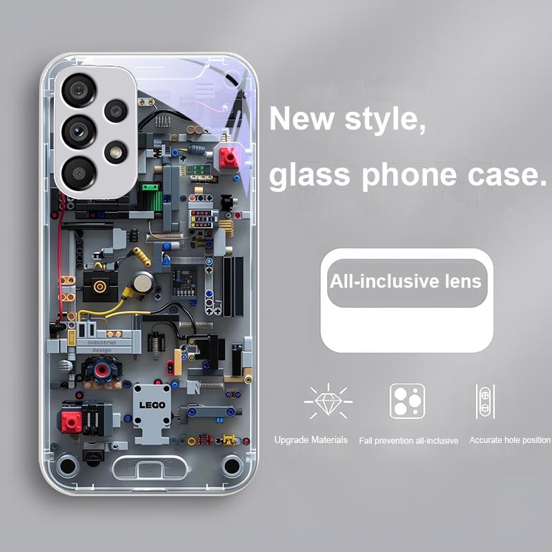 Серый Механический Интерьер Для Samsung Galaxy S24 Plus S20 21 FE S23 Ultra S8 9 A70 72 73 50 51 52 53 Чехол из Закаленного Стекла