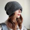 Дизайнерская вязаная круглая шапка для волос, однотонная, женская, осенне-зимняя, баотоу, защитная шапка для ушей, завивка, шерстяная, универсальная