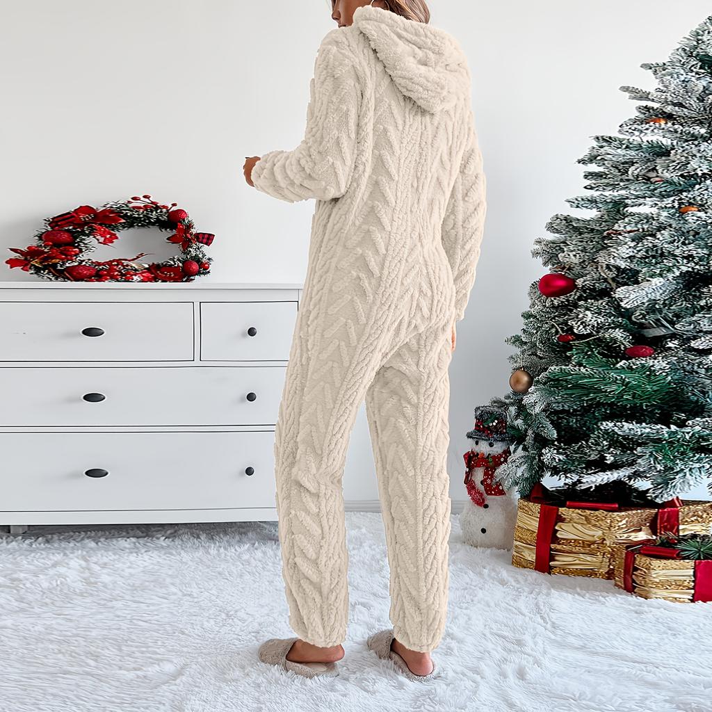 Женская мода однотонная домашняя одежда плюшевая удобная цельная пижама