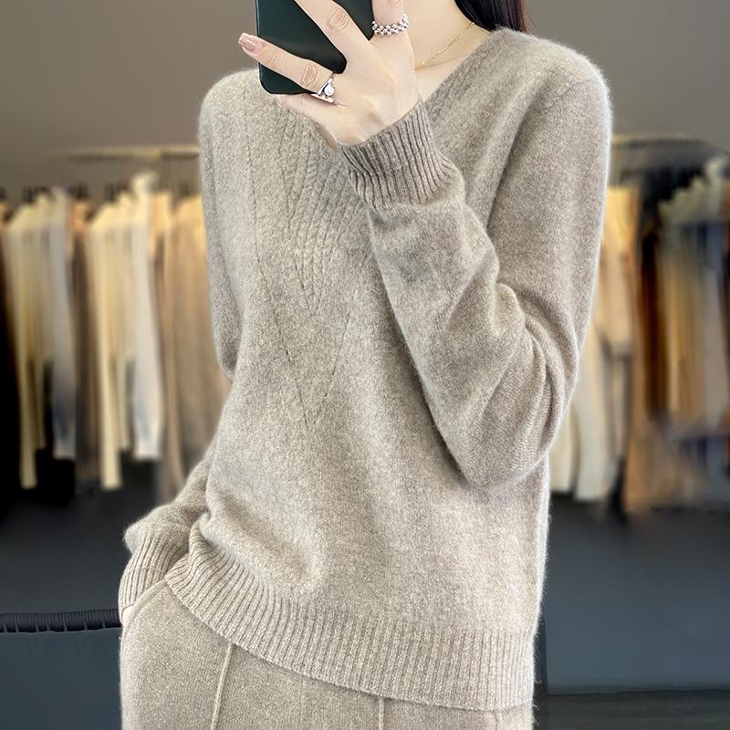 Женский кашемировый свитер Qinghe cashmere 30% кашемир 70% шерсть Женский осенне-зимний кашемировый свитер мягкий и теплый