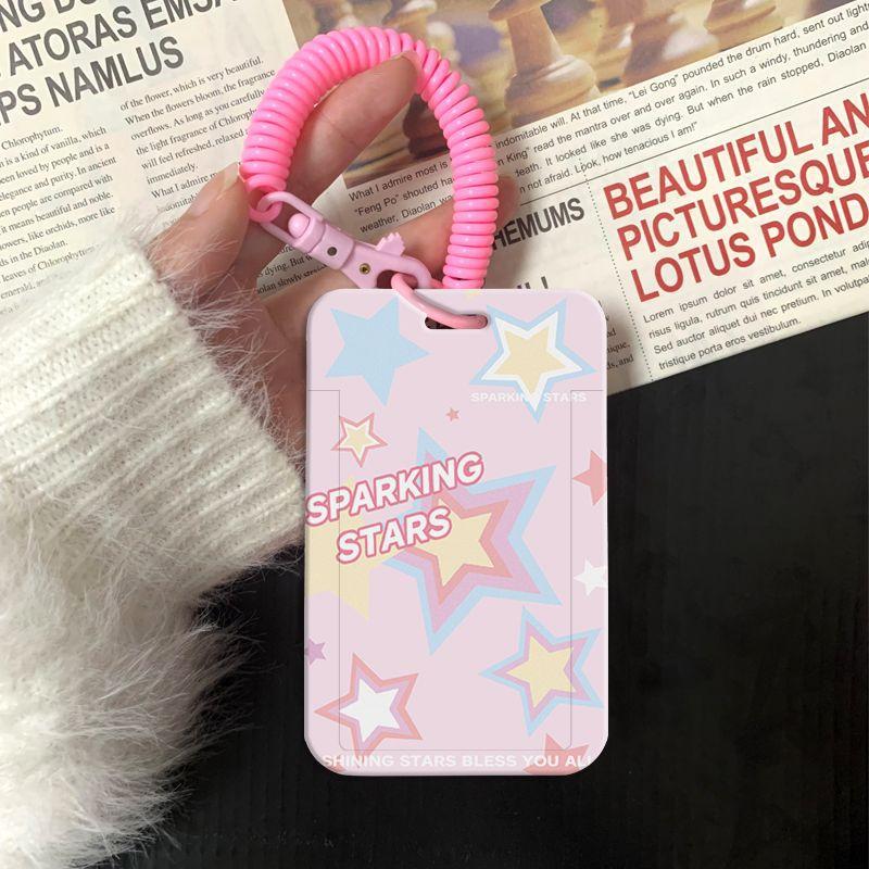 Чехол с мультяшным принтом, идентификационная бирка, чехол для рабочей карты с эластичным ремешком на запястье, держатель для бейджа, чехол для деловой карты доступа