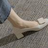 Niche Design High-end Middle Heel Shallow Mouth Square Head Single Shoes Women's Autumn New Models Are Not Tired of Standing for a Long Time Professi
