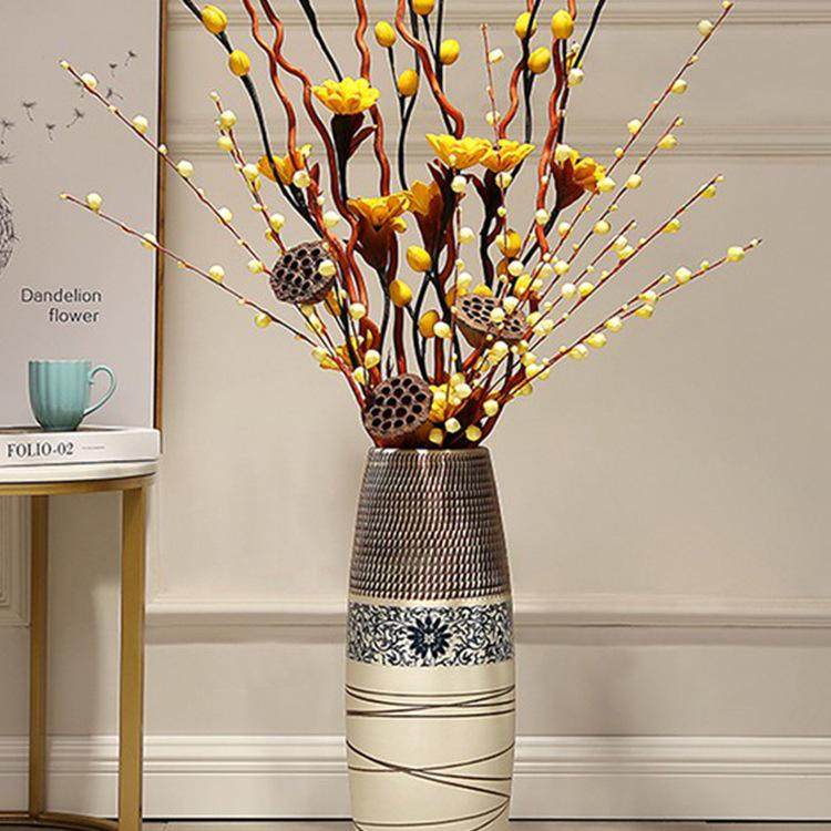 Большая европейско-китайская керамическая напольная ваза для дома и гостиной, цветочный декор