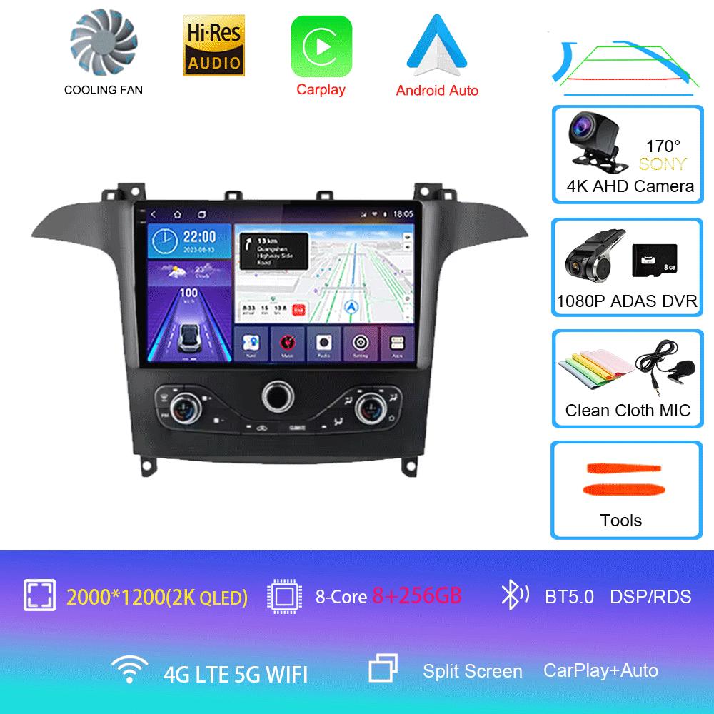 Android 14 Для Ford S MAX S-MAX 2006-2015 Для FORD GALAXY 2014 Автомагнитола GPS Carplay Мультимедийный плеер Навигация Стерео DSP DVD