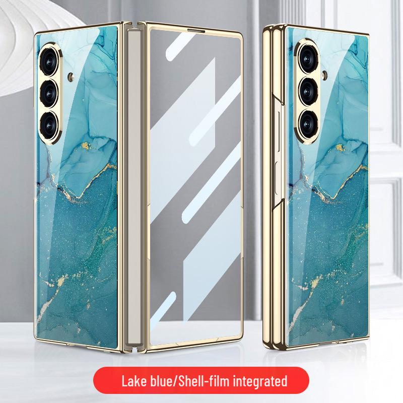 Сердце Мира: Гальванизированный стеклянный чехол для Samsung Z Fold7 - Модный, простой стиль, защитная накладка