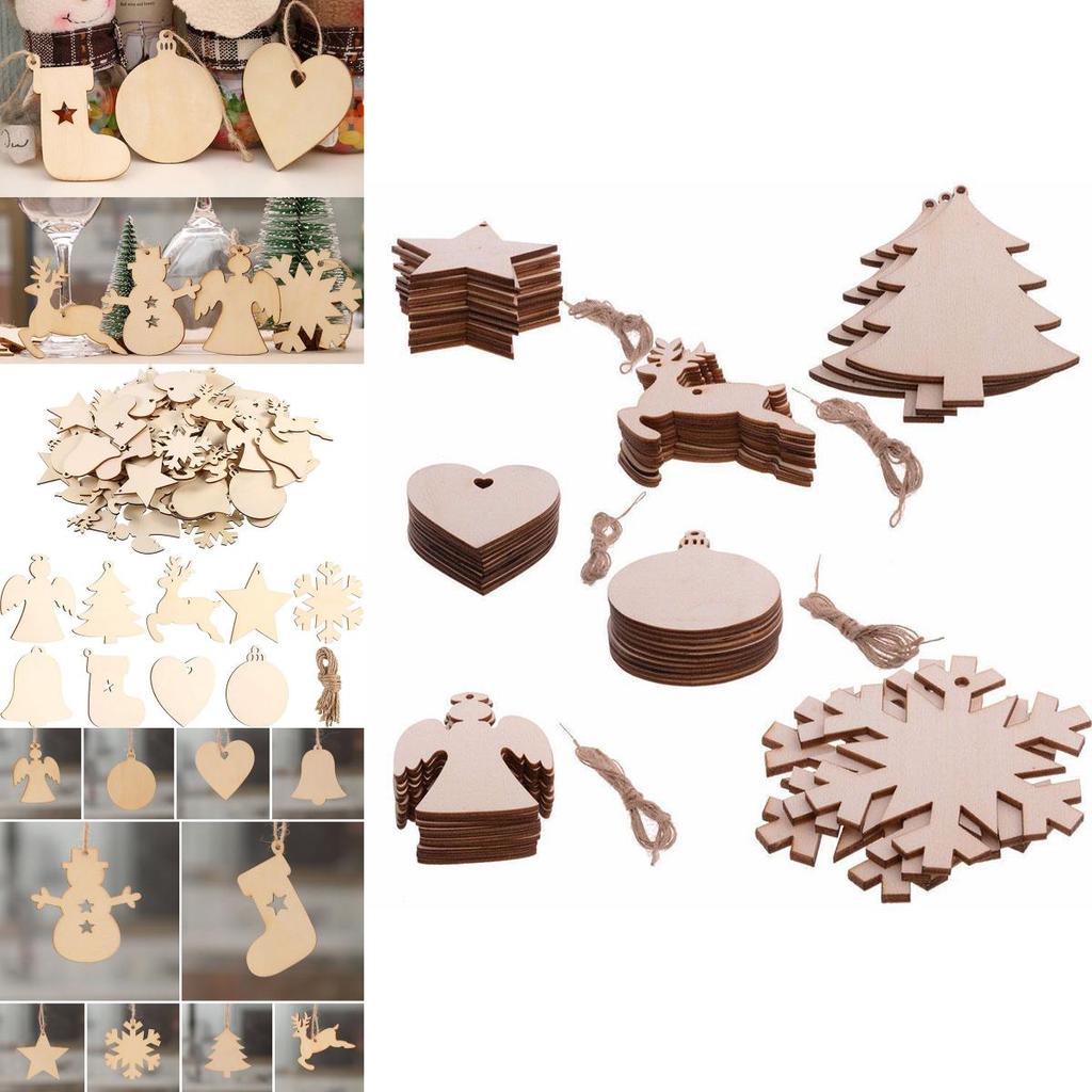 Set Of 10 Exquisite Wooden Xmas Hanging Pendants For Cozy Holiday Atmosphere