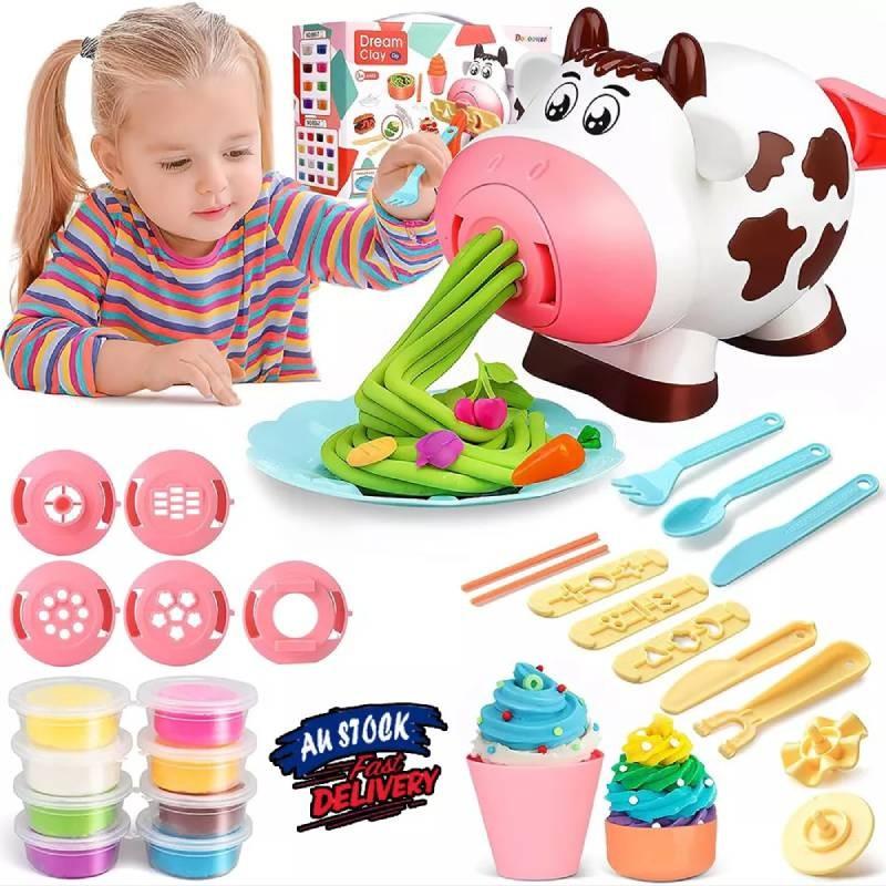 Innovative Diy Cartoon Colorful Clay Cute Cow Noodle Maker Playset For Kids Imaginative Play