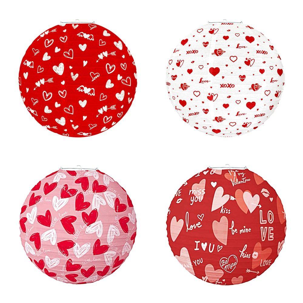 Folding Heart Paper Ball Paper Hanging Lantern Cartoon Valentine's Day Lanterns  Wedding Party