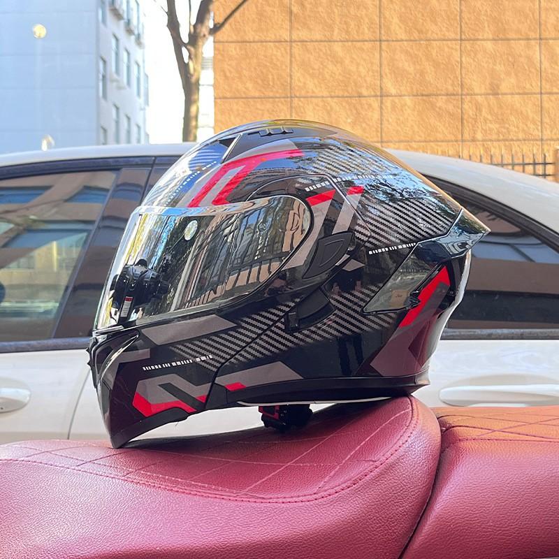 Modular Flip-Up Motorcycle Helmet With Dual Visor Winter Wing Full Face Men Women All Season Bluetooth Ready