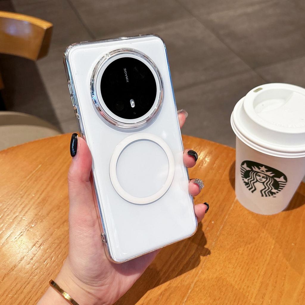 Креативное магнитное притяжение подходит для Huawei Mate70pro + матовый чехол для мобильного телефона mate70 прозрачный акрил противоударный.