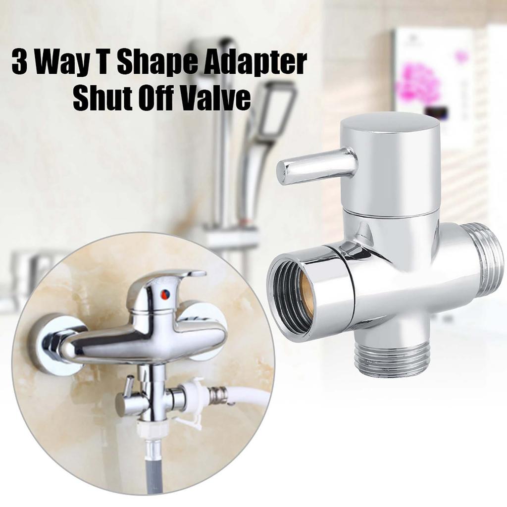 3-Way T Shape Diverter Shut Off Valve Shower Toilet Bidet Sprayer Water Adapter Chrome Color