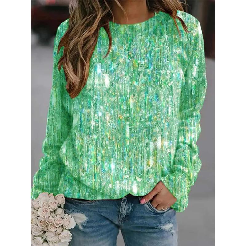 Women's Long Sleeve Vintage Flower 3D Print T Shirts Autumn Winter Workout Casual Comfy Round Neck Loose Shirts Ladies Clothes