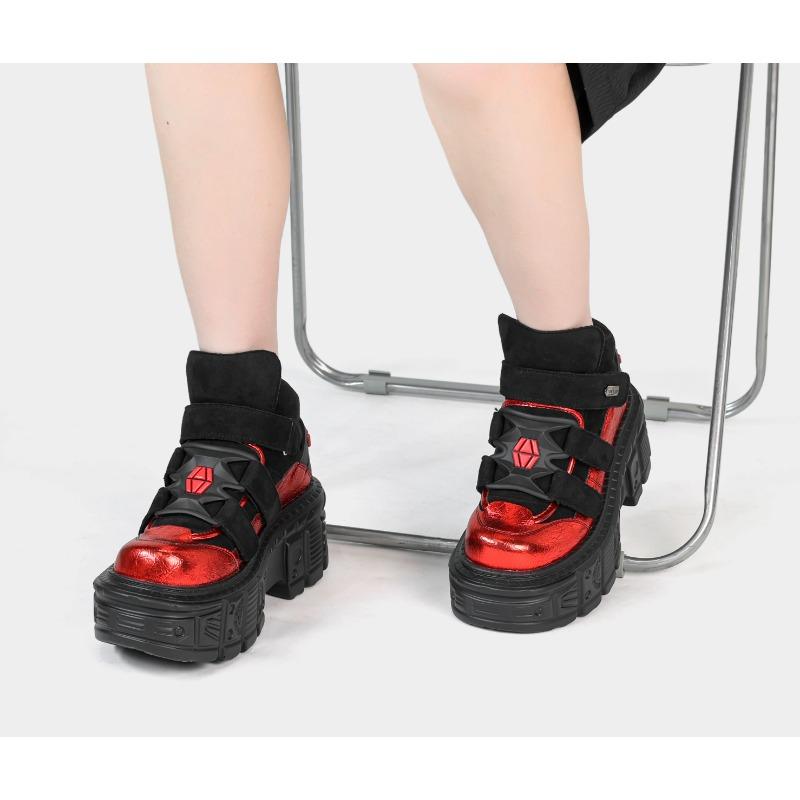 Готические ботильоны на шнуровке, новая панк-модель, женская обувь, высота каблука 6 см, туфли на платформе, женские кроссовки с металлическим декором