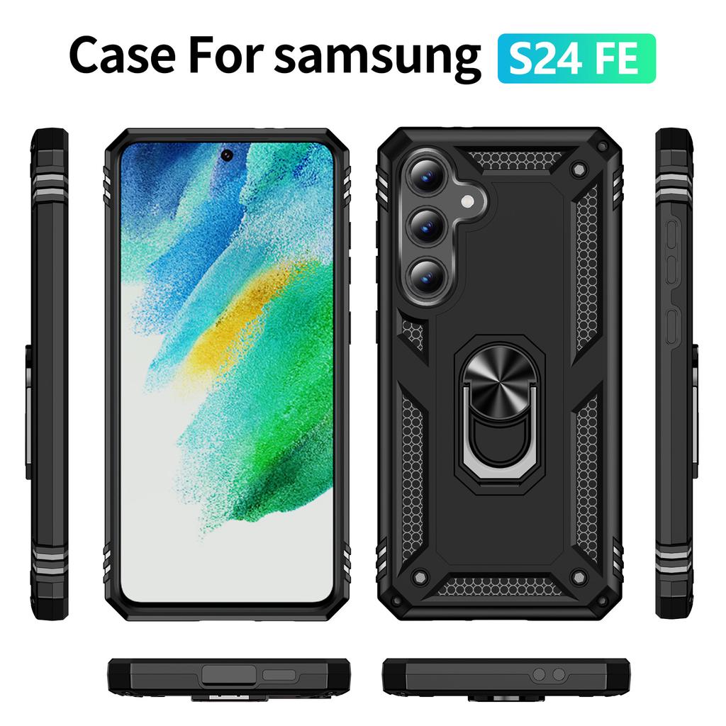 Чехол для Samsung Galaxy S24 FE, PC+TPU, чехол для телефона с вращающейся подставкой-кольцом