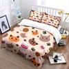 Cute Cat Faces and Paw Prints Bedding Duvet Cover Set  (1*Duvet Cover 2*Pillowcases, without duvet insert)
