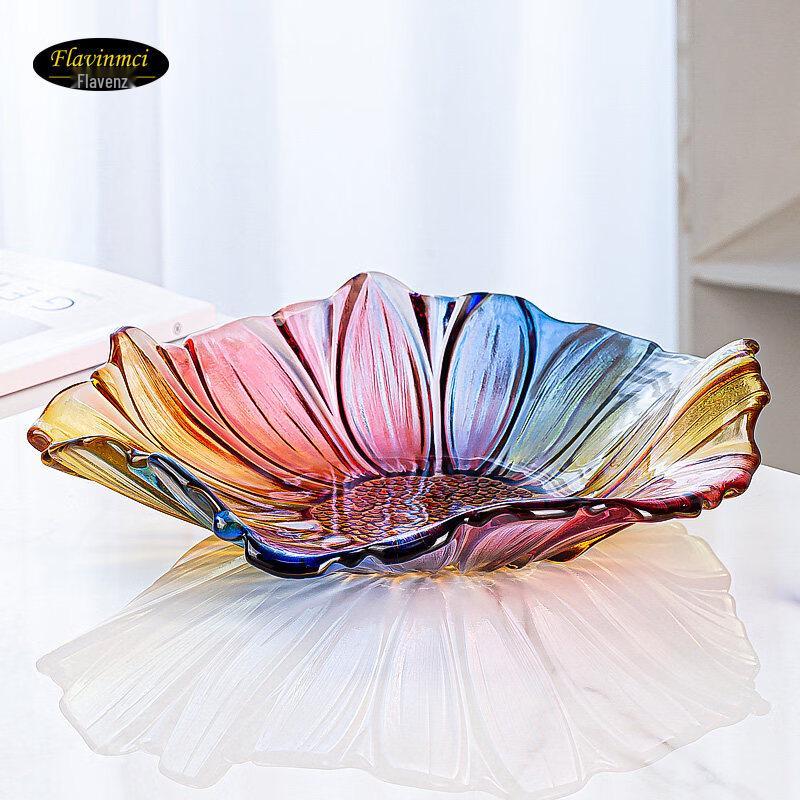 Flavinmci Nordic Sunflower Crystal Glass Fruit Bowl