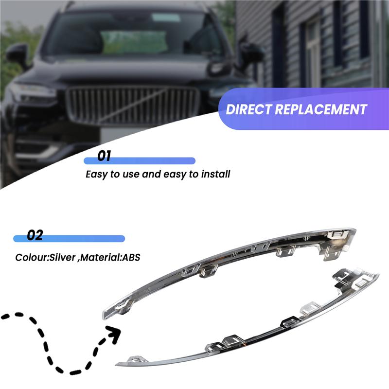 1 Pair For Volvo XC60 MK2 2025 Car Front Bumper Bright Strip Chrome Plated 32227905 32227906