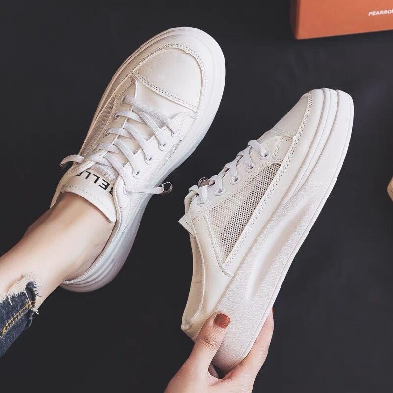 Повседневная обувь для скейтборда 2025 новая весенне-летняя женская обувь одинарная модная увеличивающая рост белая обувь женские тапочки