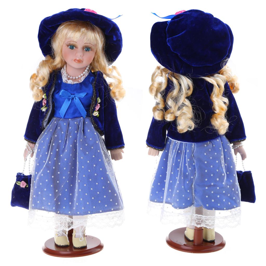 Элегантная викторианская фарфоровая кукла в американском сельском платье, домашняя выставочная кукла, центральное украшение, 40 см, кукла реборн