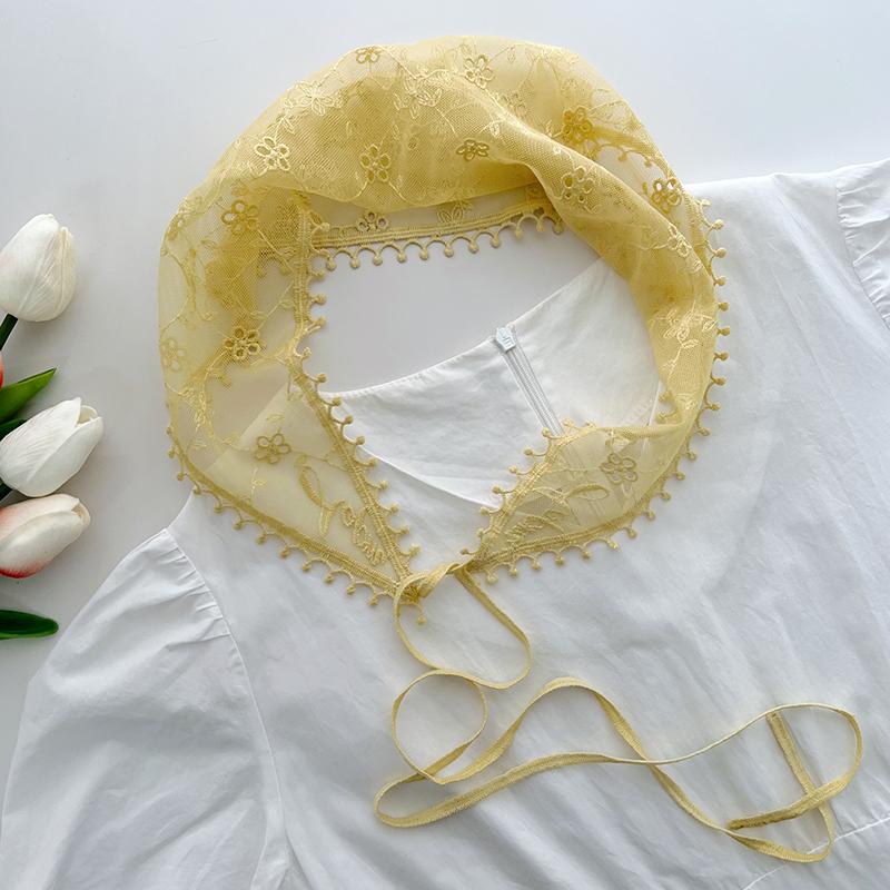 Korean version of idyllic fashion Spice Girl crochet triangle scarf headscarf women's bag head spring and summer headband lace French square scarf