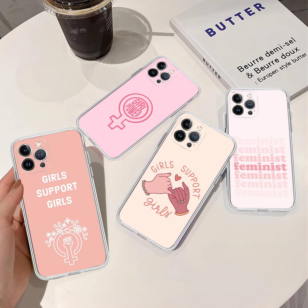 Феминистский Феминизм Эстетика Девушка Для iPhone 17 16 15 14 13 12 Mini 11 Pro Max Прозрачный Чехол