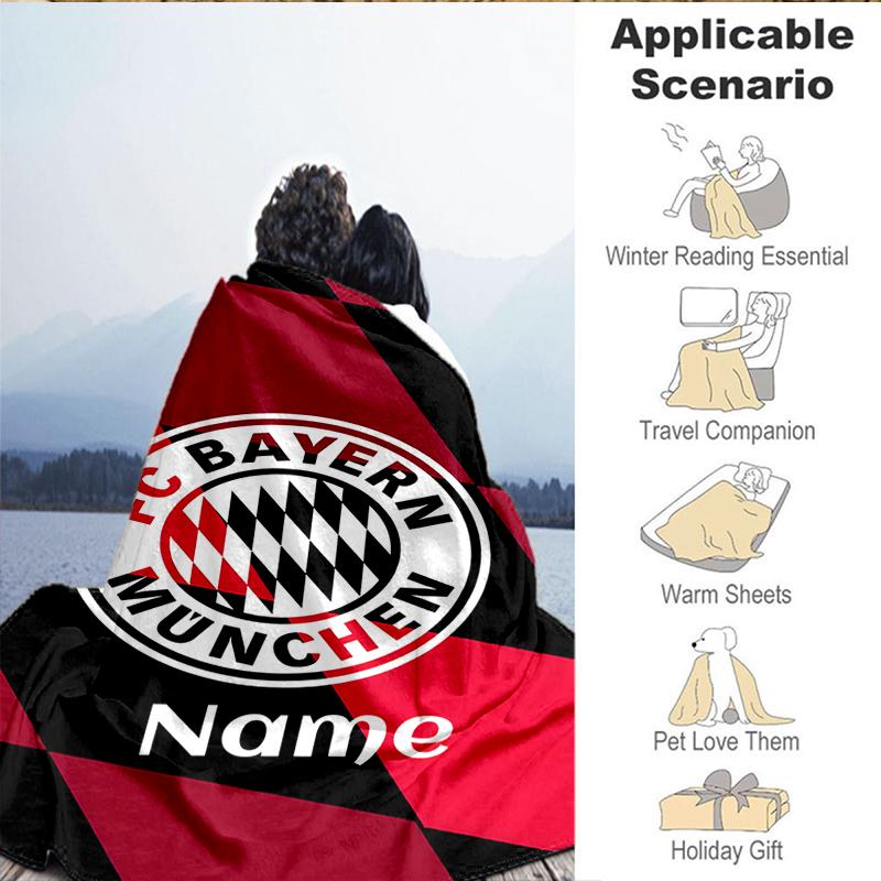 Custom Name Bayern Munich Dreamscape Blanket Lightweight Ideal Bedding Blanket Perfect for Travel, Camping, Living Rooms, Sofas, Christmas gift