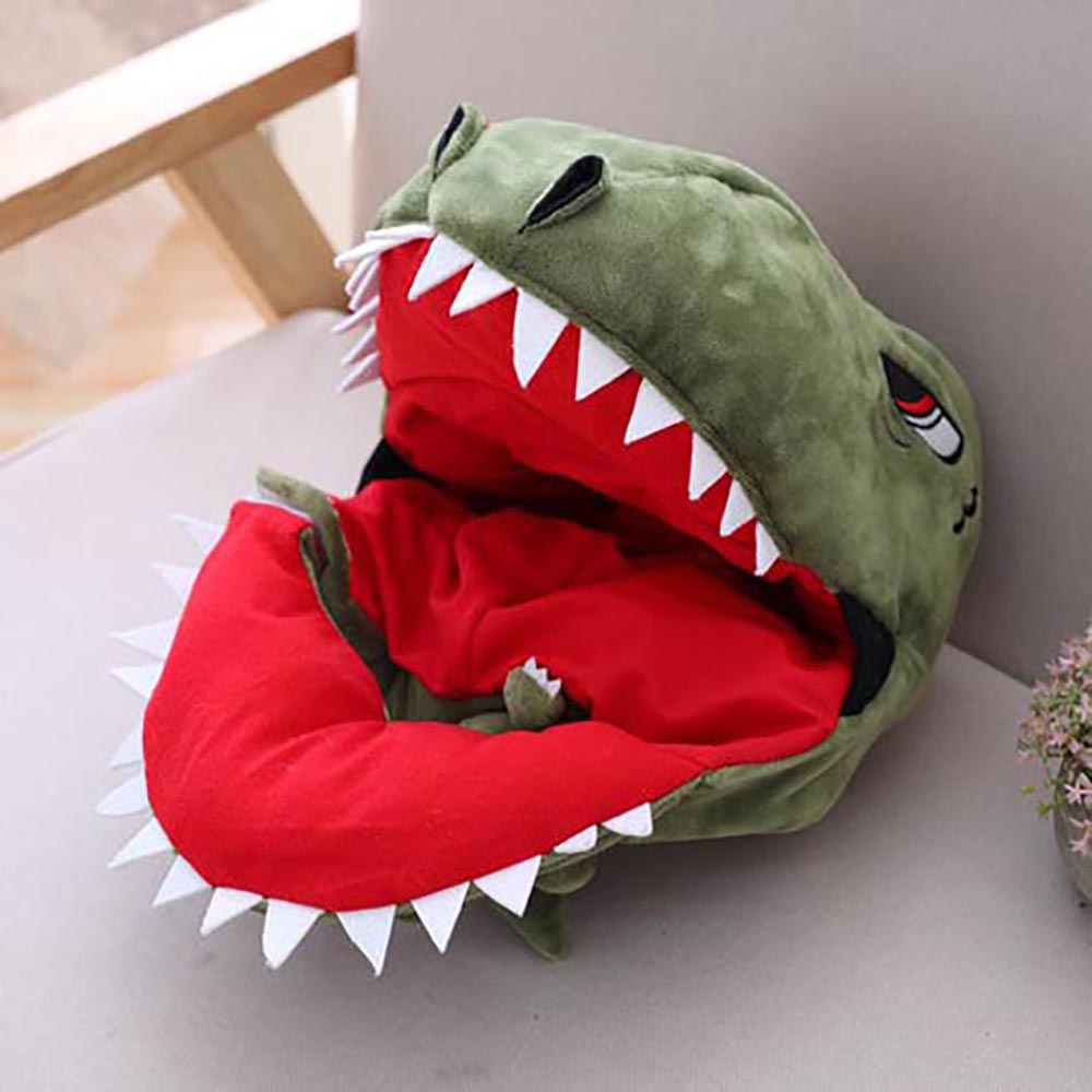 Green Plush Dinosaur Hat PP Cotton Doll Plush Shark Hat Creative Headgear Dinosaur Kids Gift
