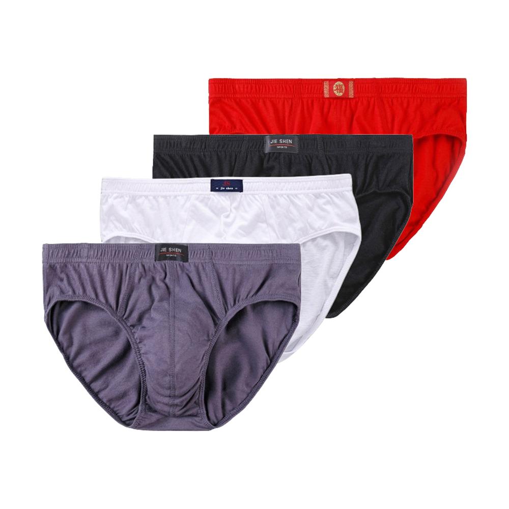 4pcs Large Size Underwear Men's Cotton Briefs Comfortable Panties Solid Colors Underpants L XL 2XL 3XL 4XL 5XL 6XL 7XL