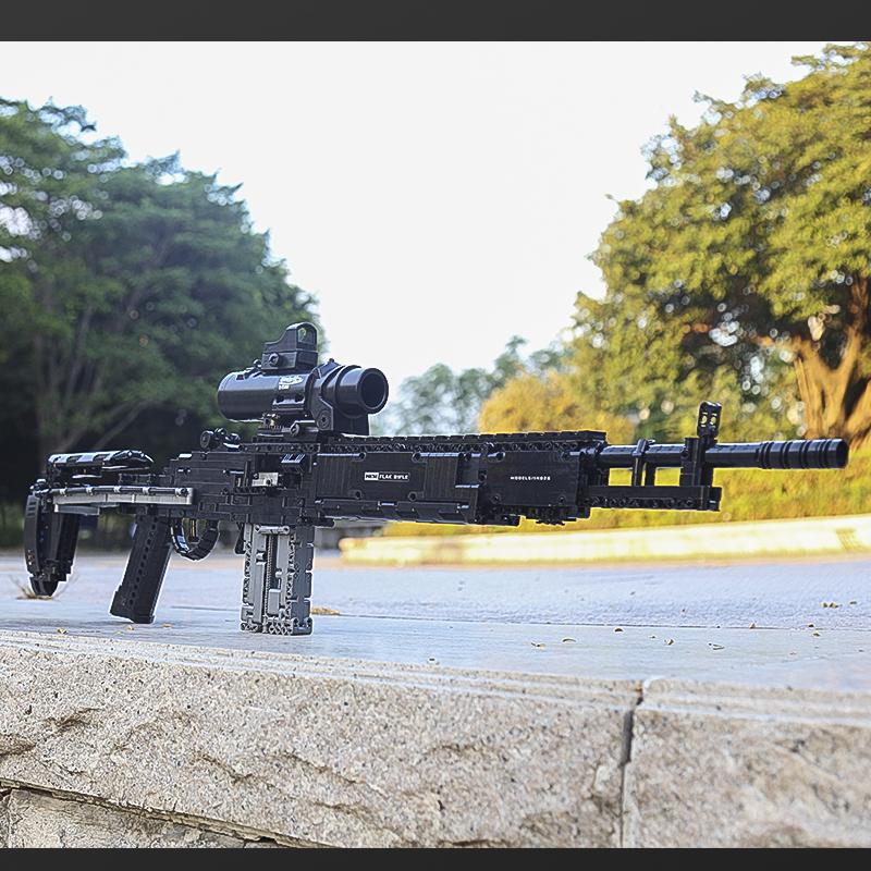 MOULD KING 14026 Техническая боевая винтовка MK14, модель пистолета, строительные блоки, военное оружие, кирпичи, набор игрушек для детей, подарки