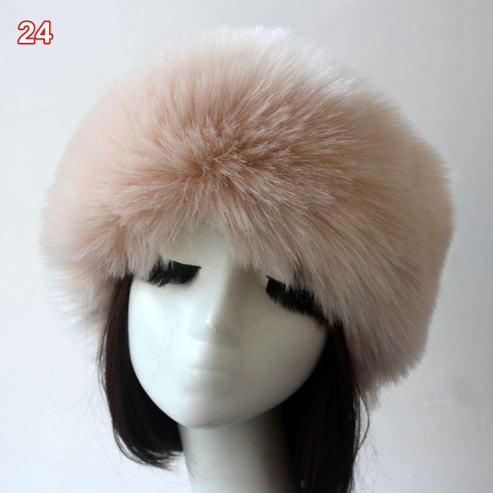 Outdoor Earwarmer Winter Thick Fluffy Faux Fur Women Russian Cap Headband Hat