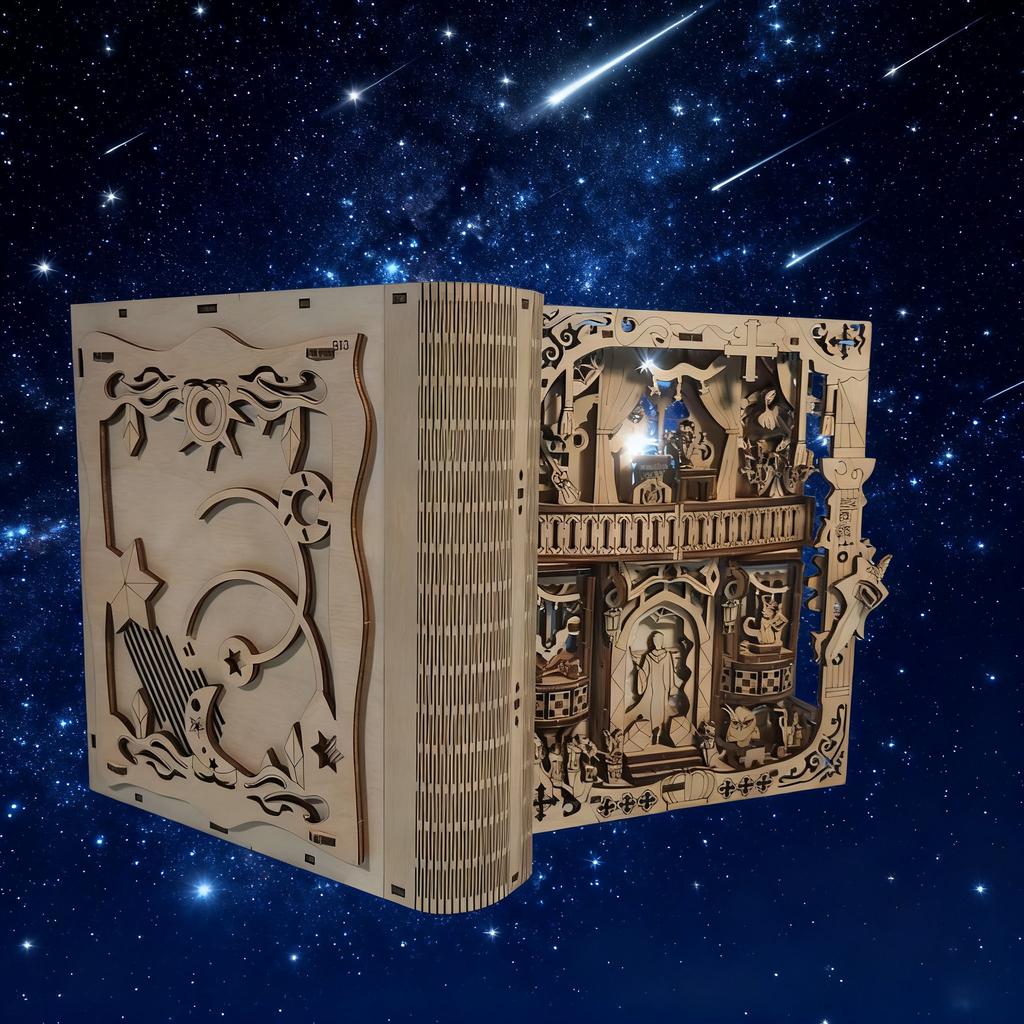 Деревянная Магическая Книга 3D Модель-Пазл DIY Креативный Набор для Сборки Ручная Работа Домашний Декор Модель Праздничный Подарок