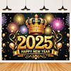 2025 Happy New Year Background Fireworks GoldenTheme Party Banner New Year Celebrate Family Party Decoration Photo Background