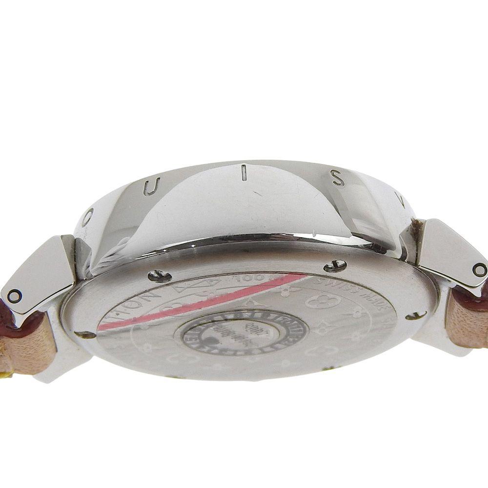 Used 【LOUIS VUITTON】 Louis Vuitton Tambour Q1211 Stainless Steel x Leather Quartz Analog Display Ladies Brown Dial Watch