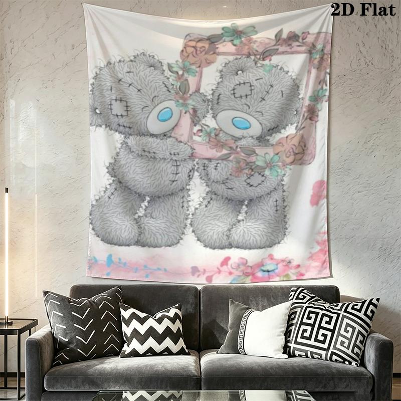 Tatty Teddy Wall Tapestry Aesthetic Wall Hanging Printed Fabric Blanket Decorative Tapestries for Bedroom Living Room Home Decor