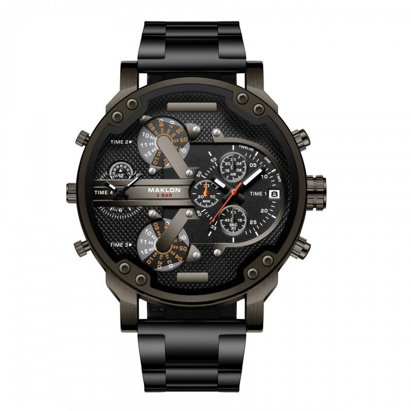 Large Dial GMT Dual Time Sport Watch Men Teens Alloy Case Stainless Buckle 49mm Quartz