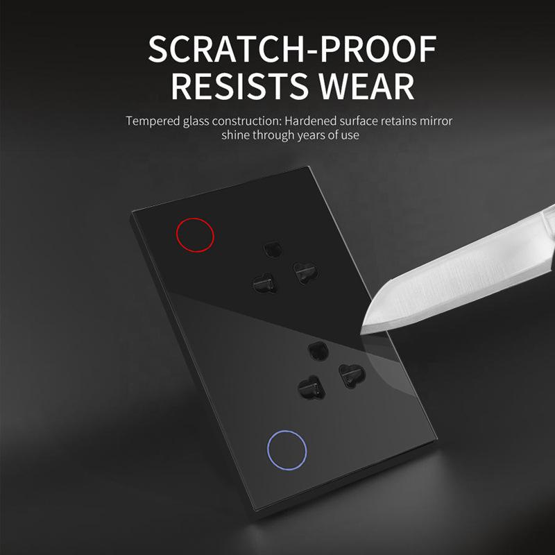 Graffiti Smart WiFi Socket with Power Stats, Tempered Glass Panel, Thai & Vietnamese Standard, Alexa Compatible