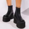 Женские ботильоны, зимняя мода, платформа, круглый носок, каблук, ботинки, женская молния, дизайнерская повседневная обувь на блочном каблуке для женщин