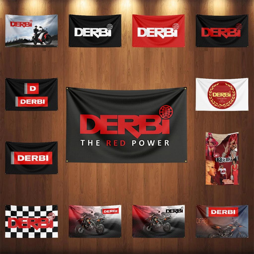 3x5 Ft DDerbi Motorcycle Flag Polyester Digital Printing Banner for Garage Wall Art Out Door Decoration With Brass Grommets