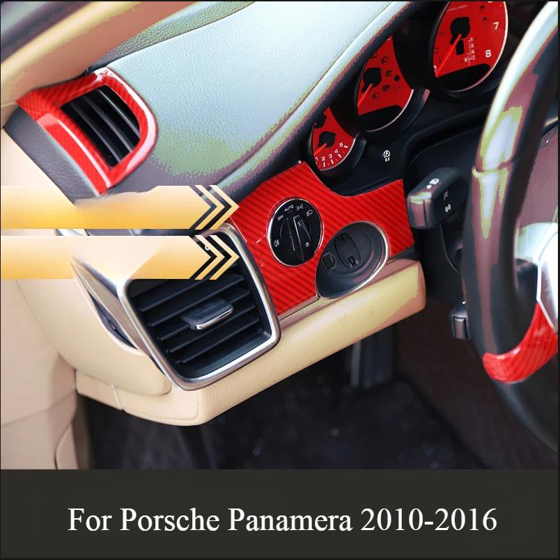Декоративные наклейки из углеродного волокна для Porsche Panamera 2010-2016 Интерьер Центральная консоль Выпускная накладка Аксессуары для центральной консоли