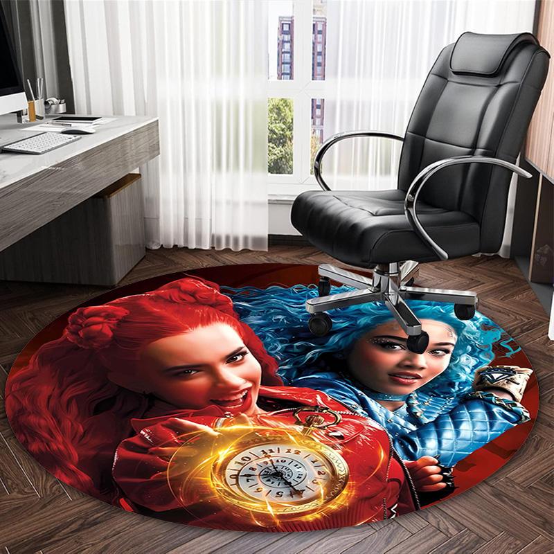 1pc Descendants The Rise of Red2 Print Round Carpet Chair Round Carpet Suitable for Bedroom Living Room Home Decorative Carpet