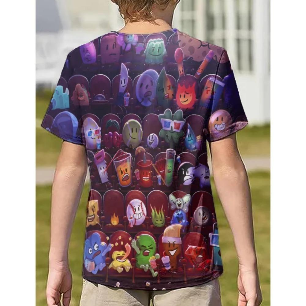 BFDI X Inanimate Insanity 3D Printing children T-shirt High Quality Comic Kids Summer Boys/girls O-neck Comfortable Soft Tees Boys girls clothes